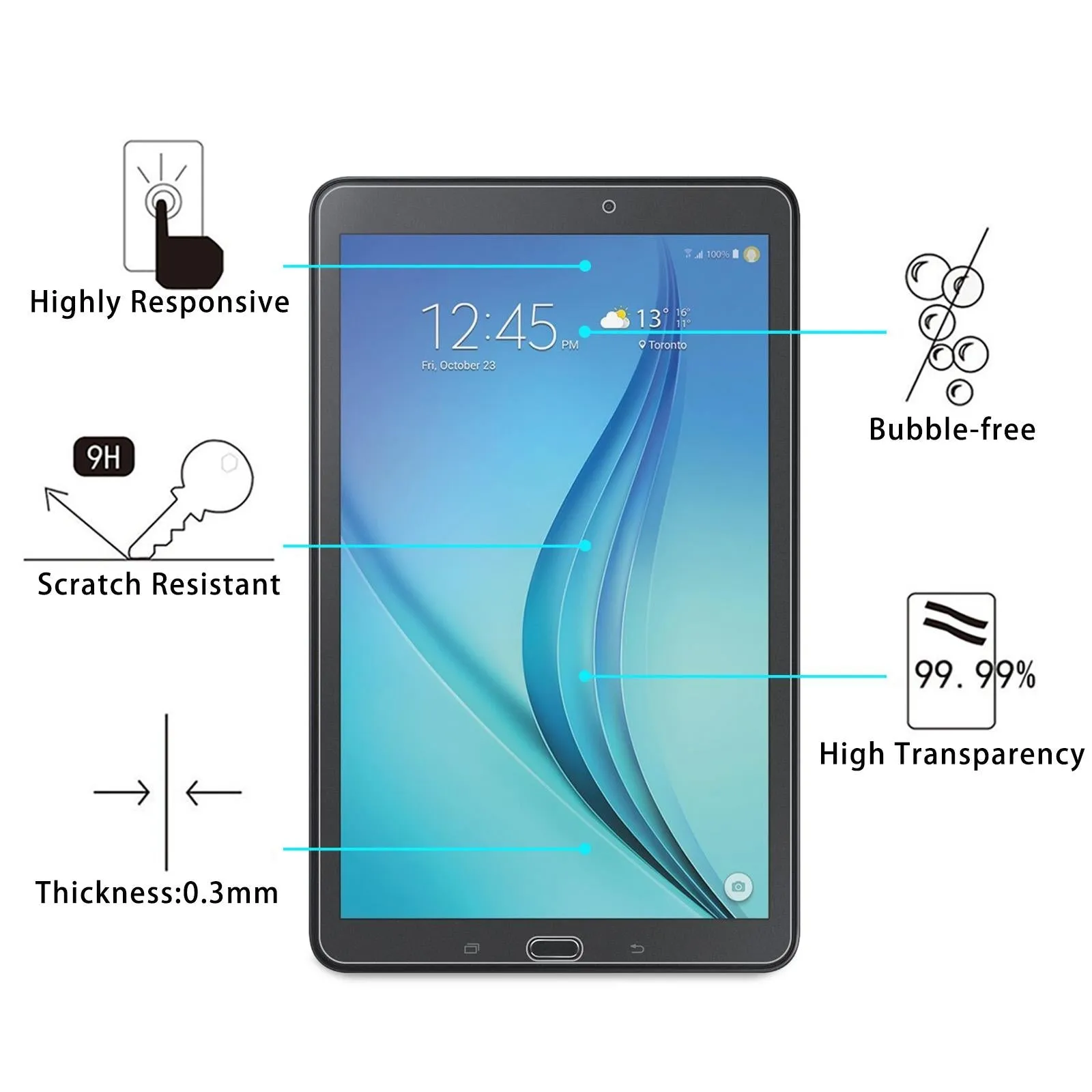 25-pack 9h Hd Tempered Glass Film for Samsung Galaxy Tab e 9.6 - Explosion-proof