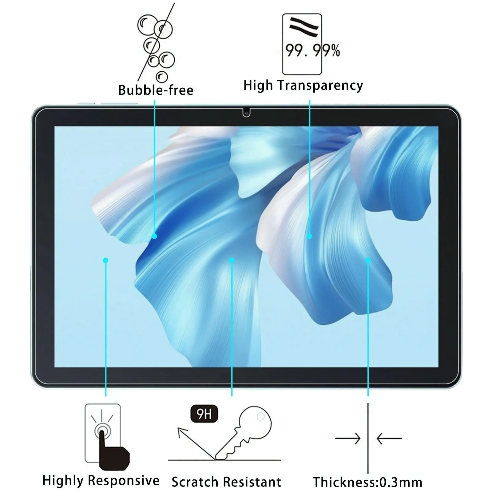 25-Pack Tempered Glass Tablet Film For Oscal / Google Pixel Tablets