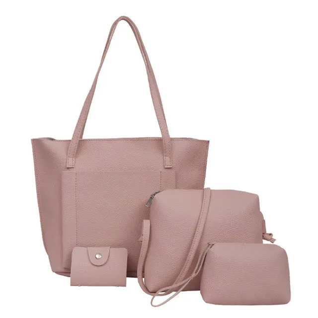 Aelicy Four Set Handbag Shoulder Bags Four Pieces Tote Bag Crossbody Wallet Female Bag Women Leather Handbags Messenger Bag