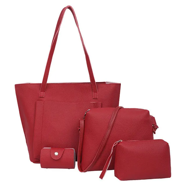 Aelicy Four Set Handbag Shoulder Bags Four Pieces Tote Bag Crossbody Wallet Female Bag Women Leather Handbags Messenger Bag
