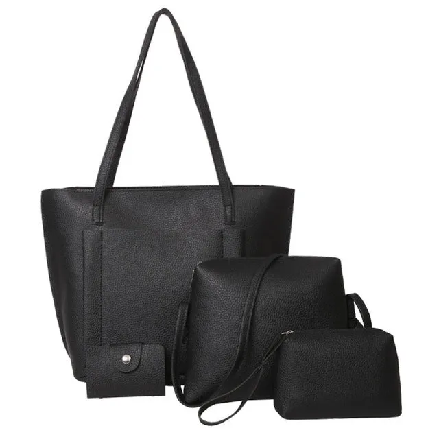 Aelicy Four Set Handbag Shoulder Bags Four Pieces Tote Bag Crossbody Wallet Female Bag Women Leather Handbags Messenger Bag