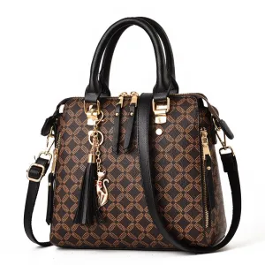 AIBKHK  Designer Print Crossbody HandBag with Tassels/Charms