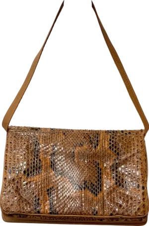 Brown Vintage Snake Skin Shoulder Bag