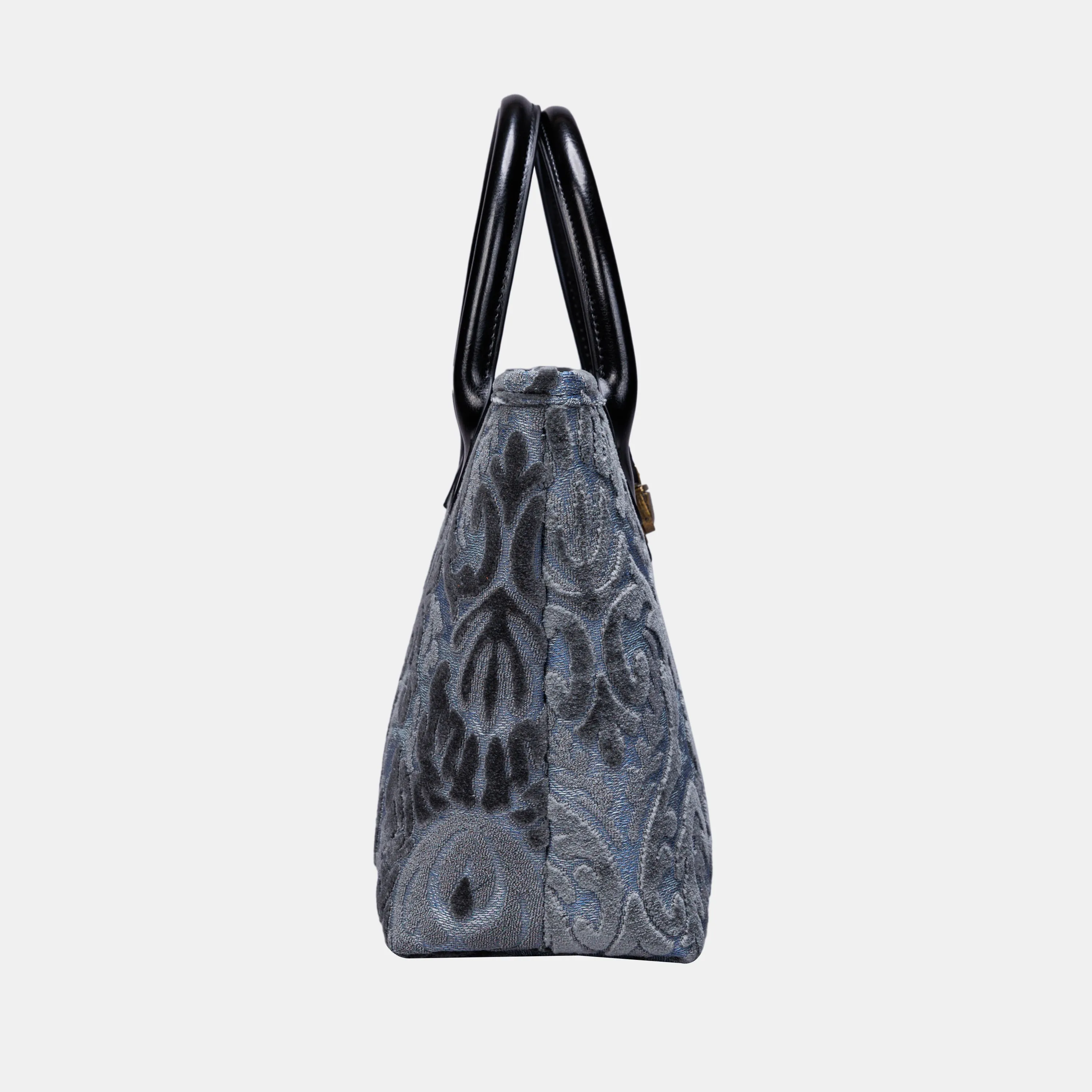 Burnout Velvet Steel Blue Tuck Lock Carpet Satchel