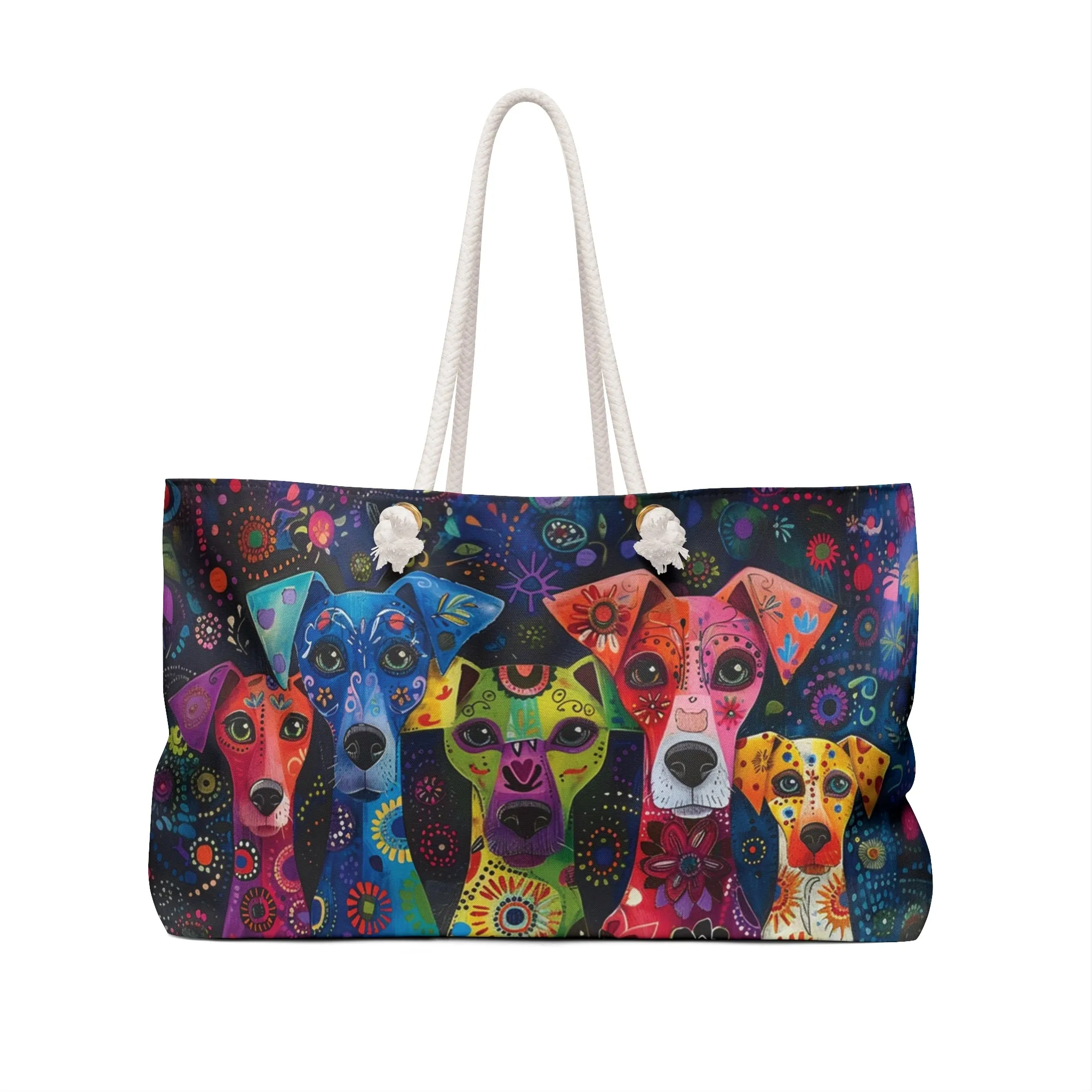 Exotic Whimsical Dog Art Market Weekender Tote Bag