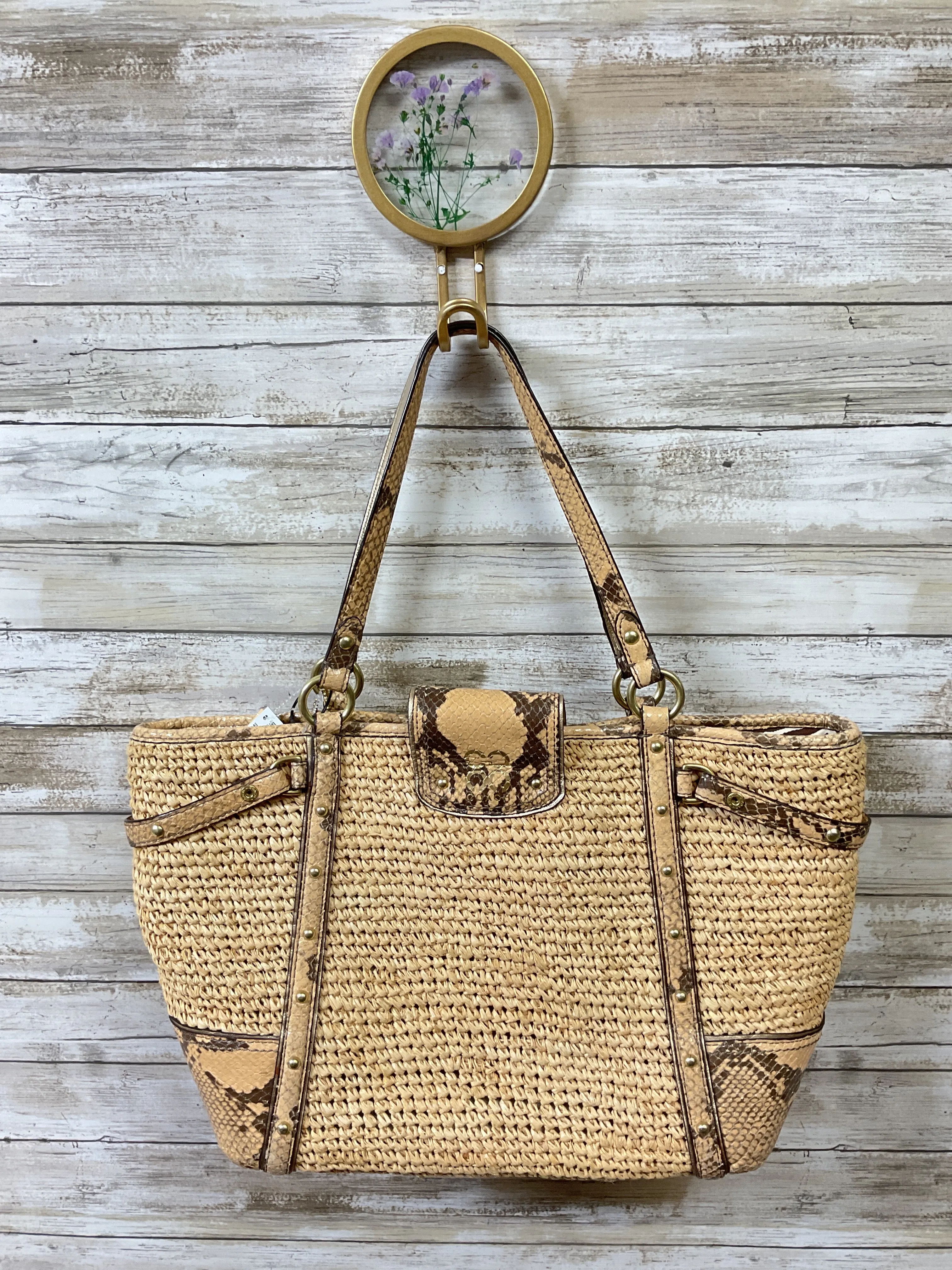 Handbag Designer By Coach In Tan, Size:Large