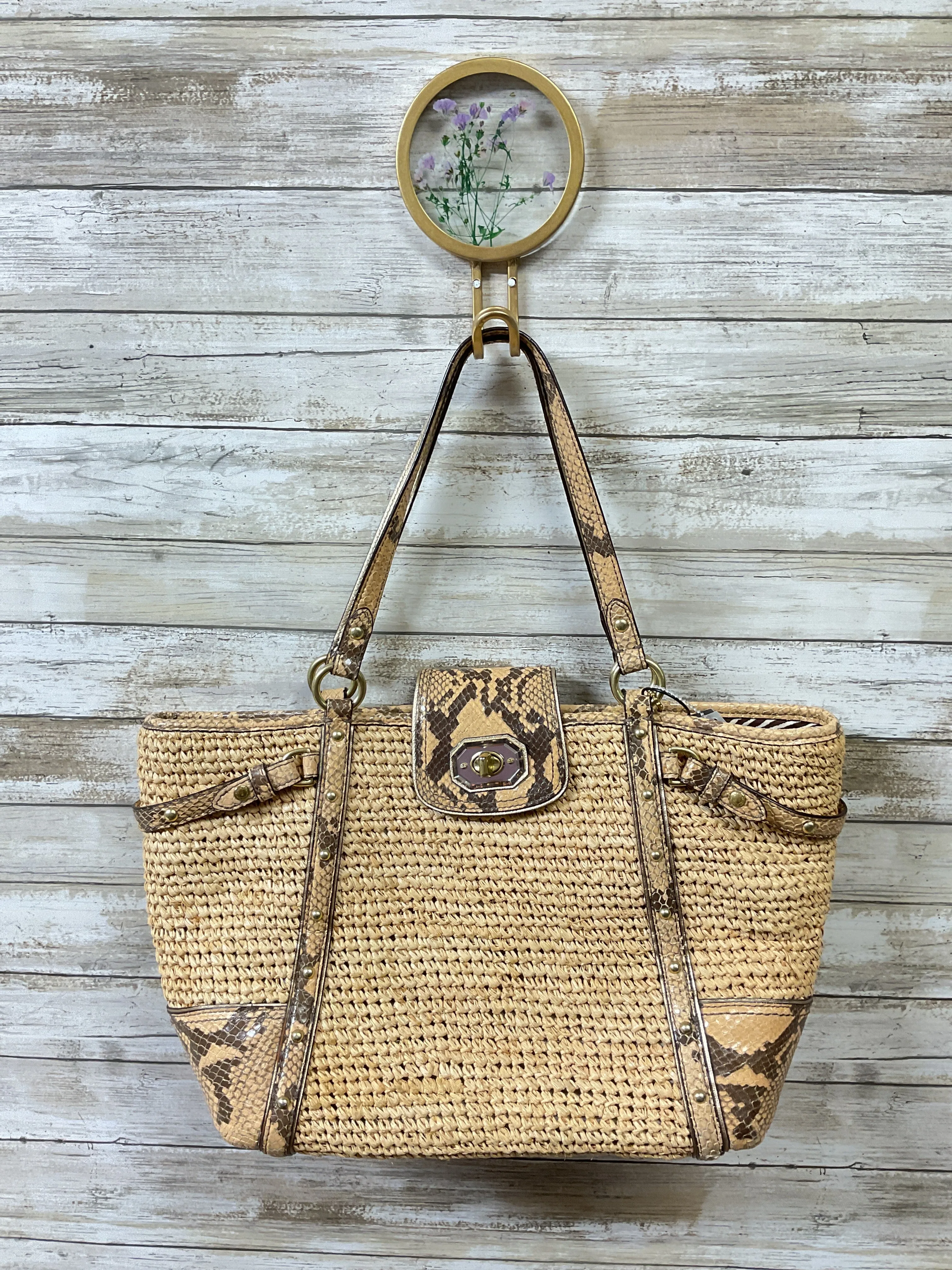 Handbag Designer By Coach In Tan, Size:Large