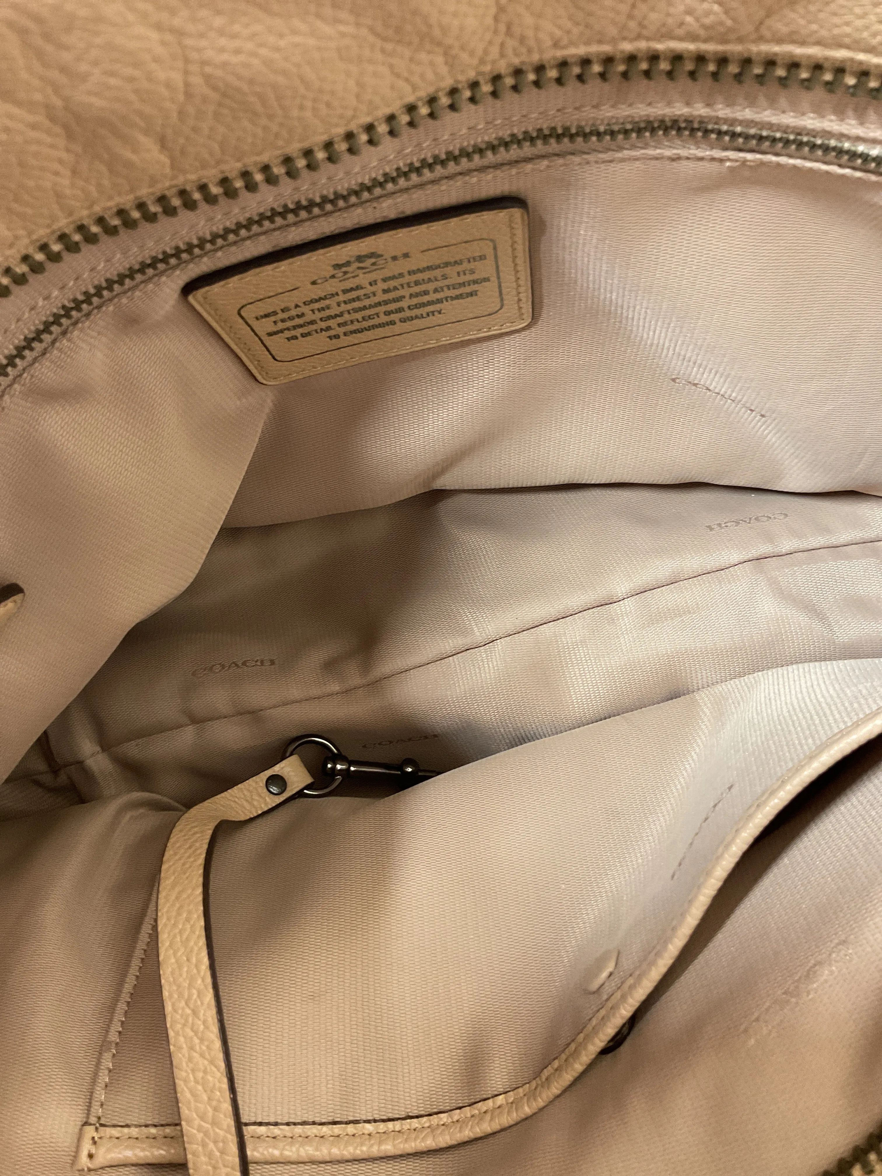 Handbag Designer By Coach In Tan, Size:Medium