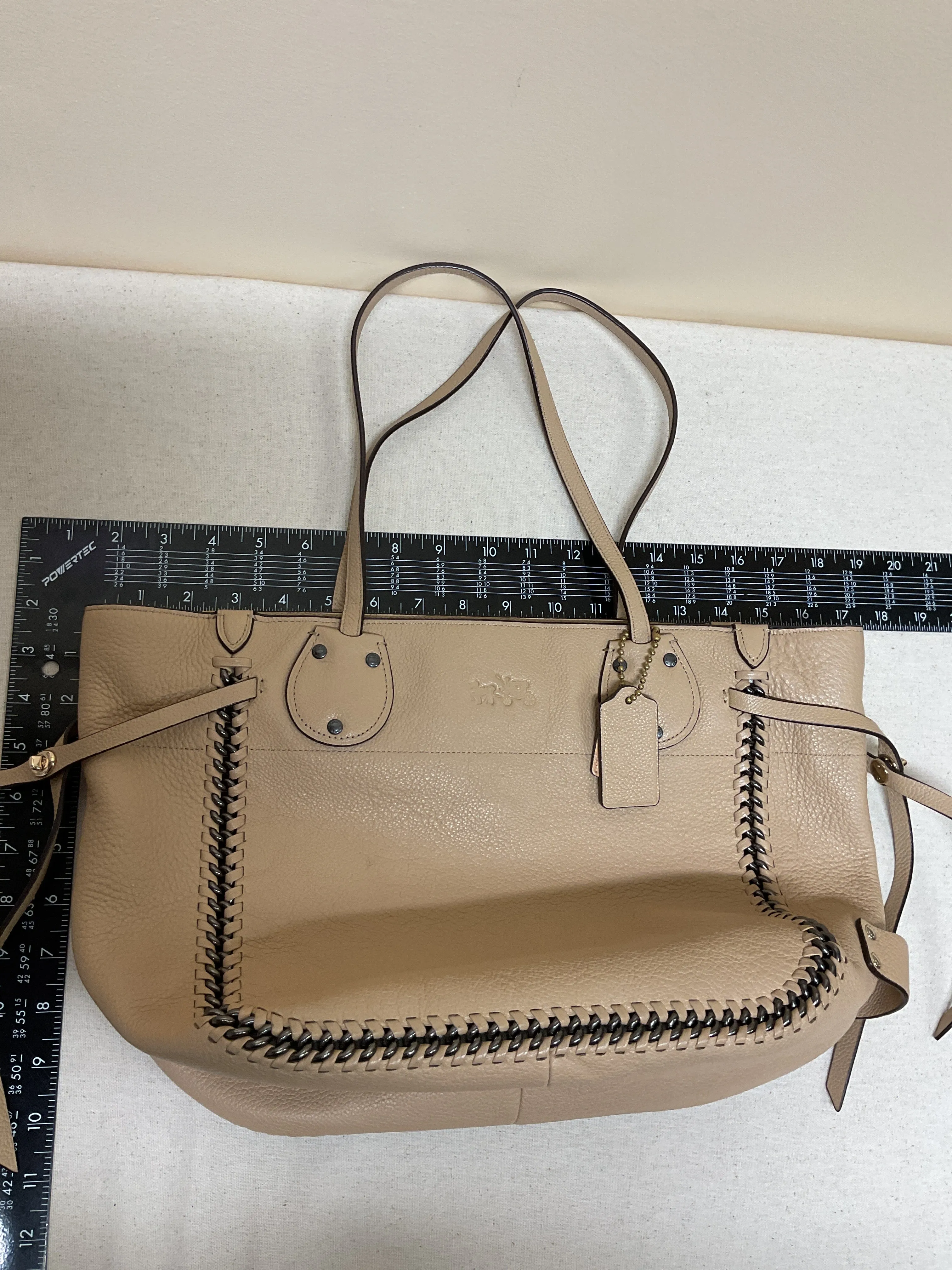Handbag Designer By Coach In Tan, Size:Medium