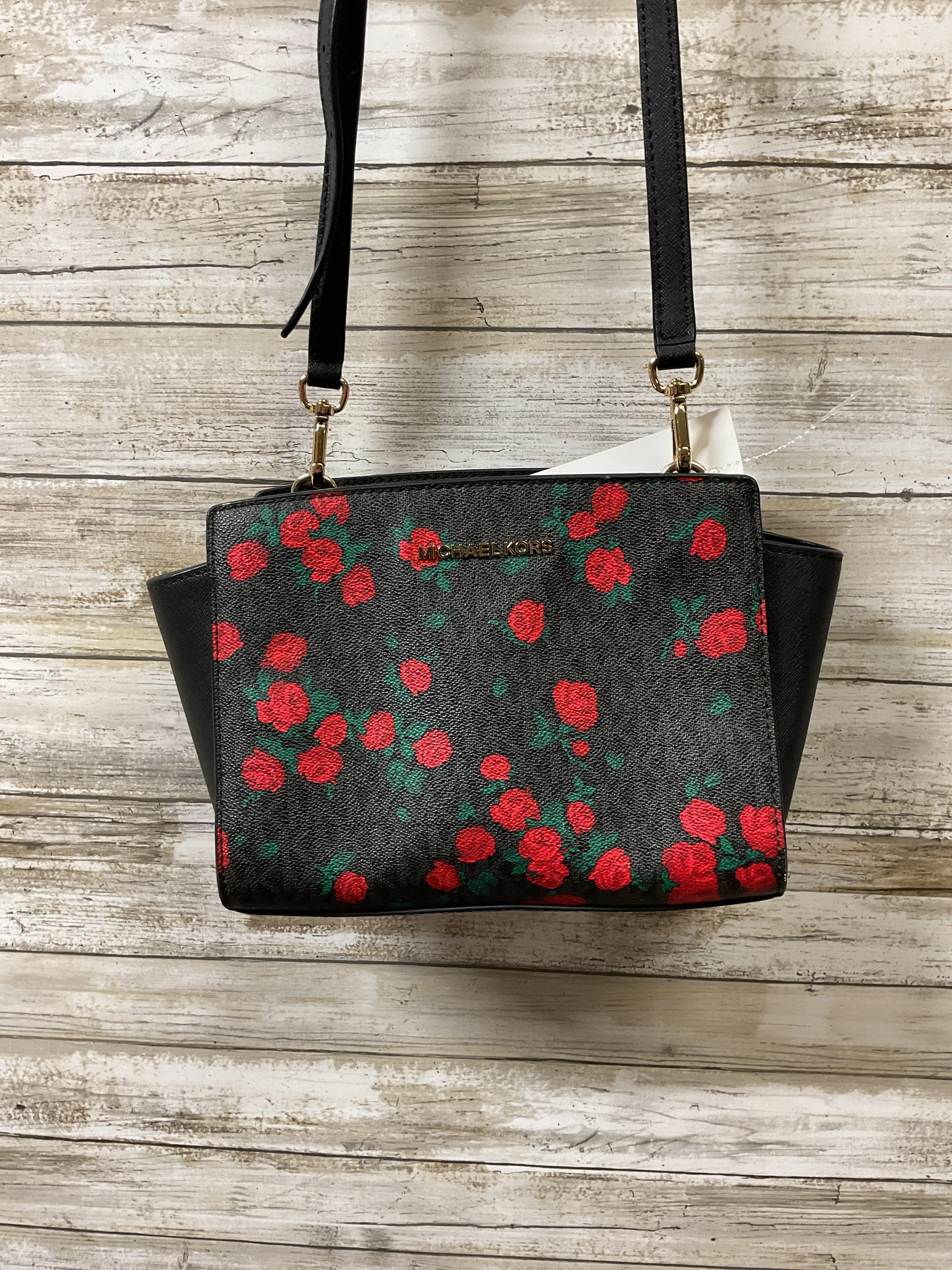 Handbag Designer By Michael Kors In Black & Red, Size:Small