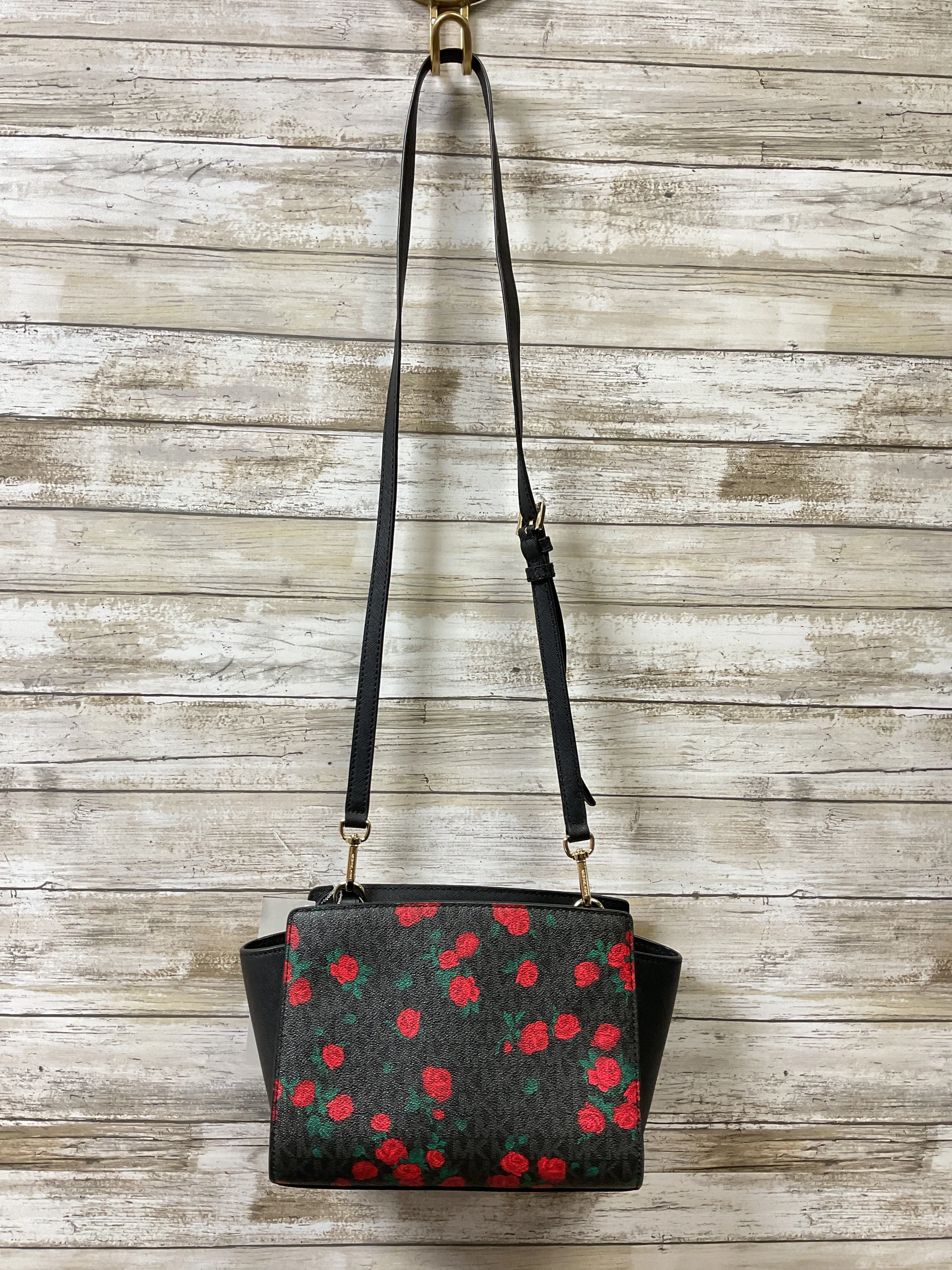 Handbag Designer By Michael Kors In Black & Red, Size:Small