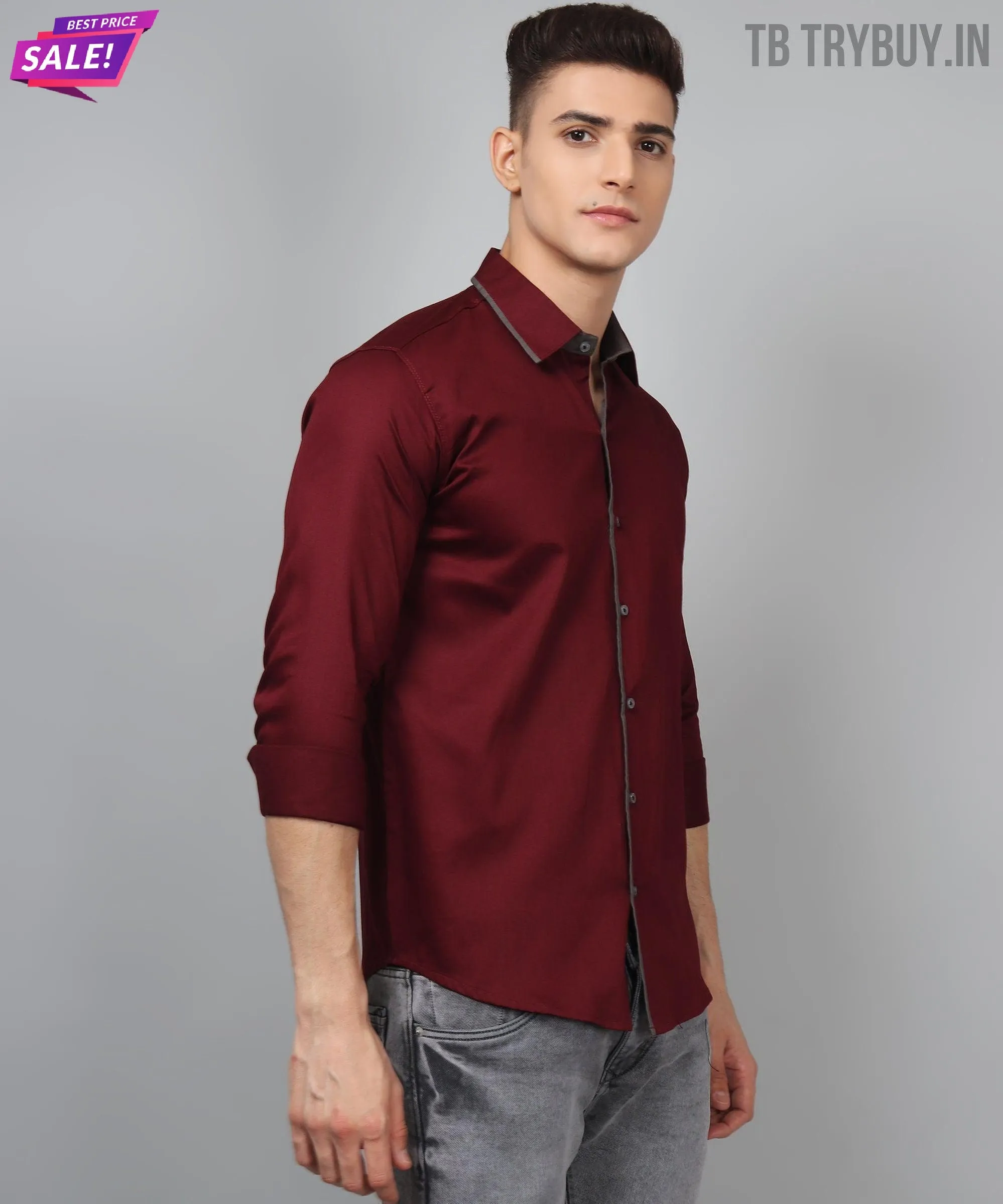 Luxe PartyWear WineRed Shirt