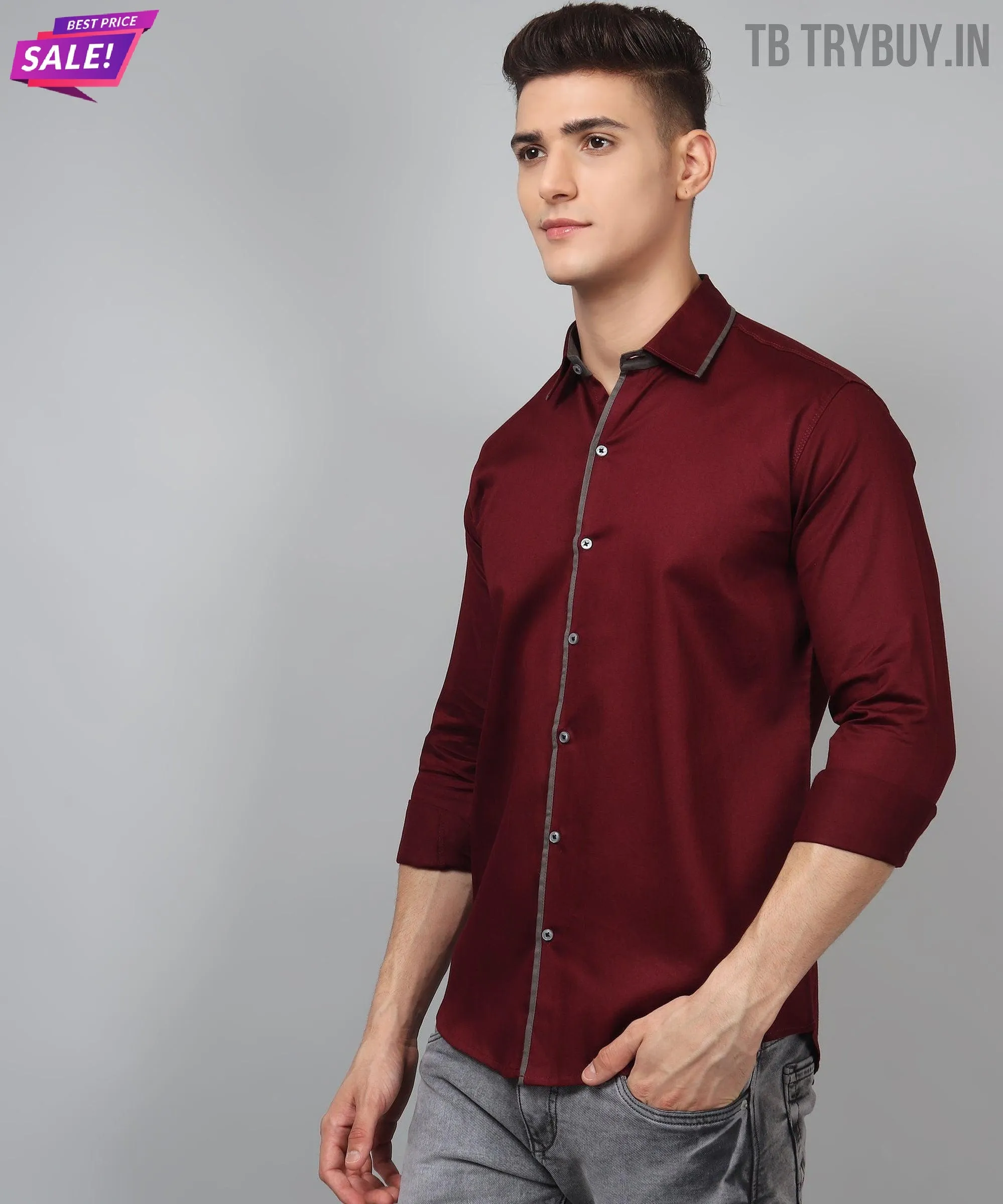Luxe PartyWear WineRed Shirt