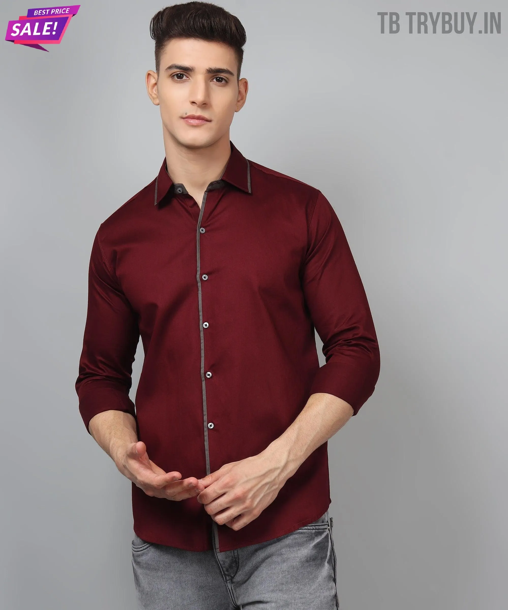 Luxe PartyWear WineRed Shirt
