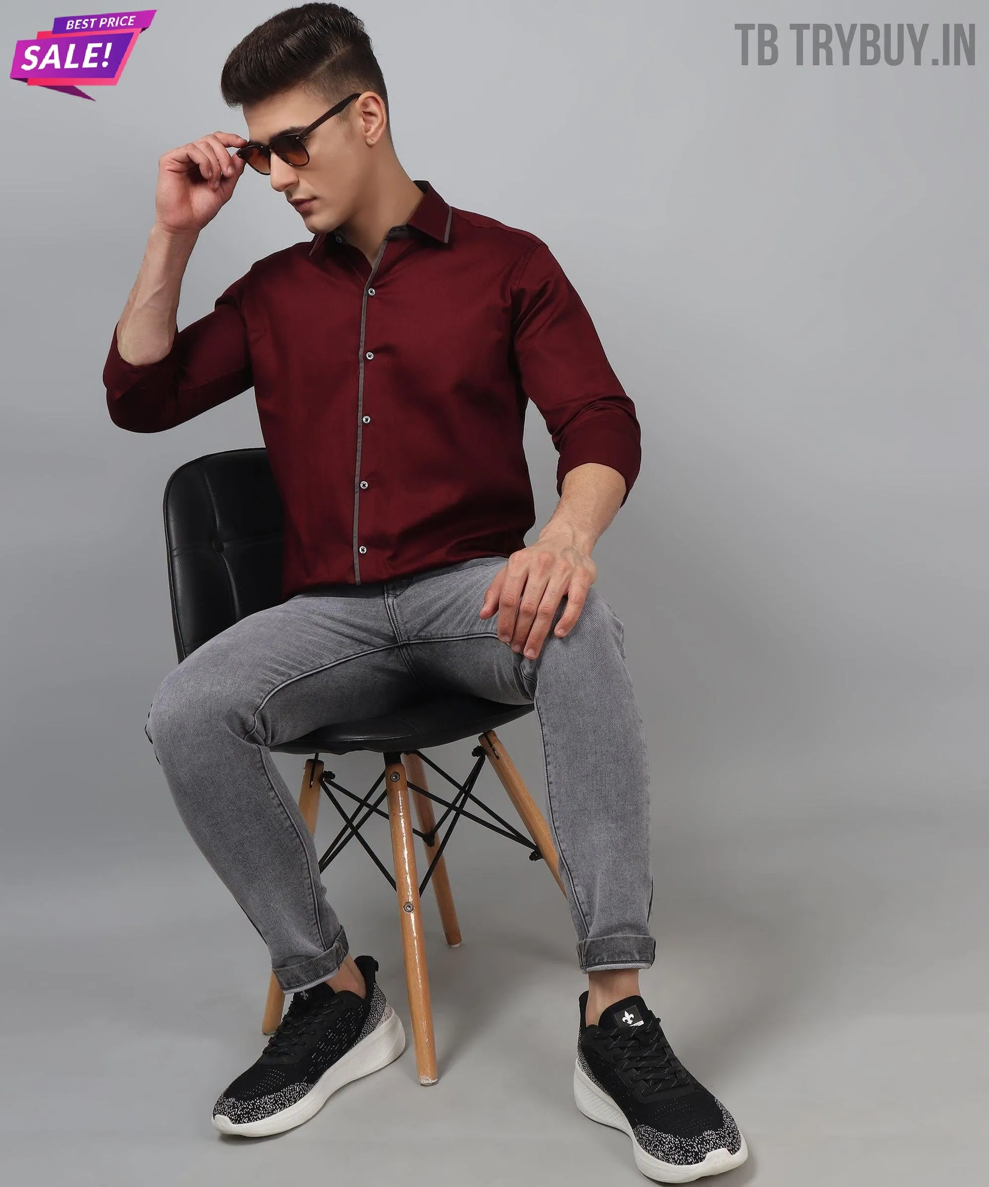 Luxe PartyWear WineRed Shirt