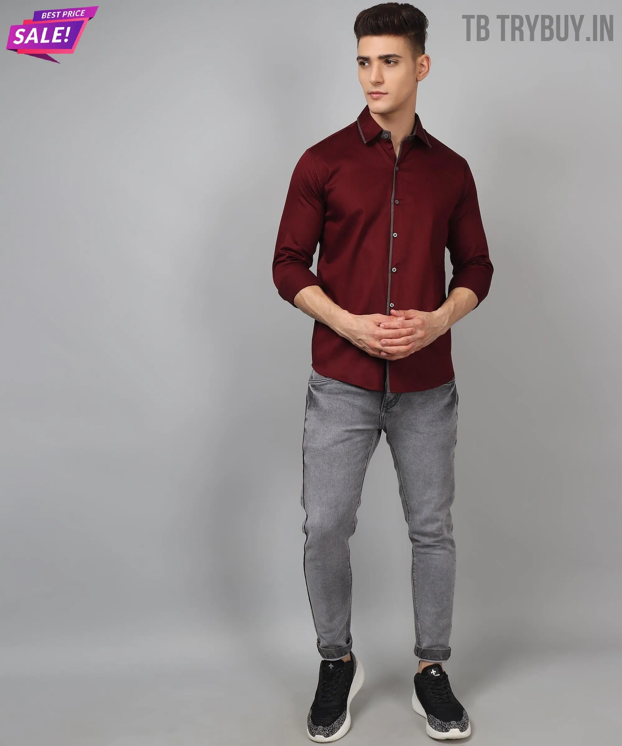 Luxe PartyWear WineRed Shirt