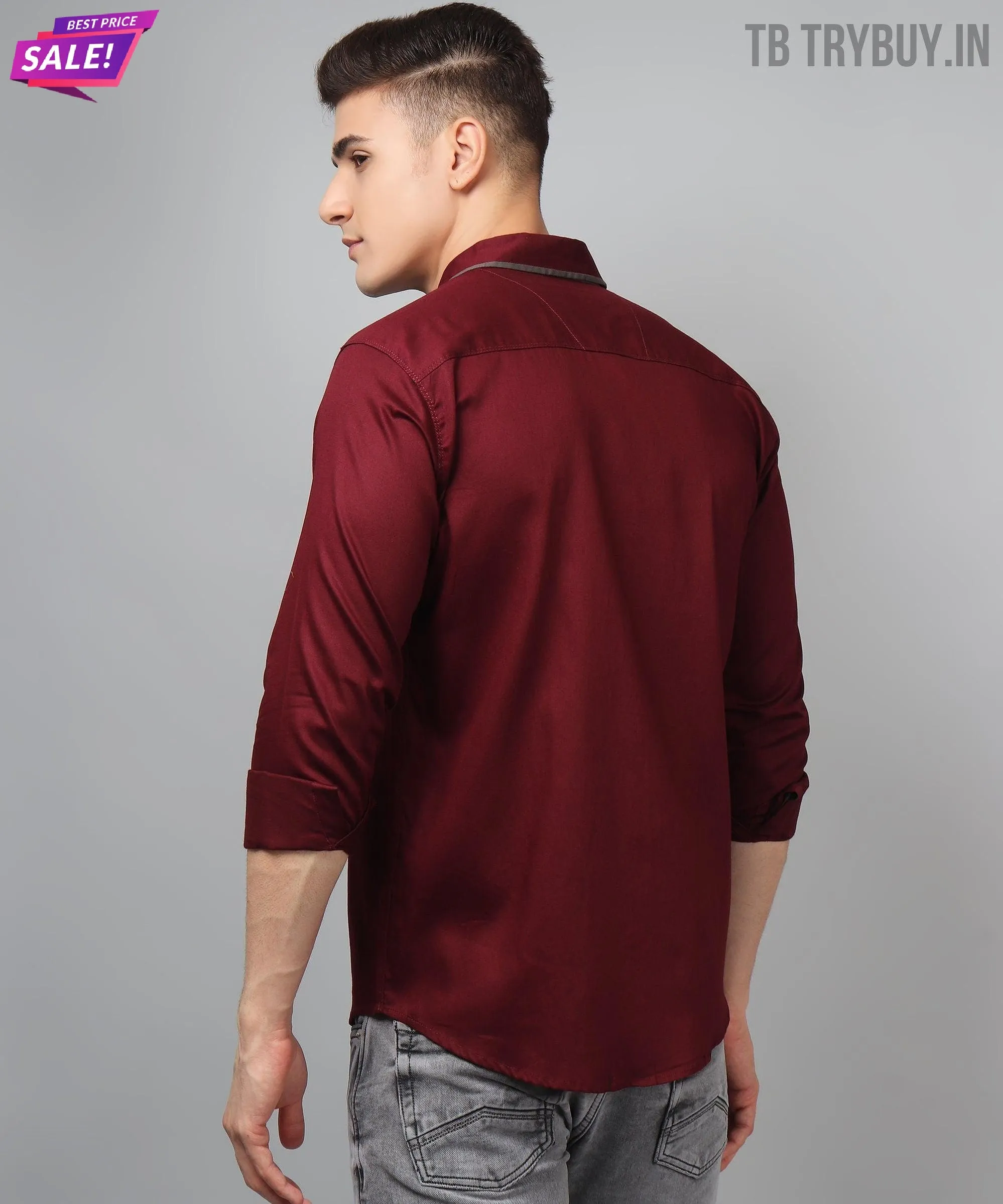 Luxe PartyWear WineRed Shirt
