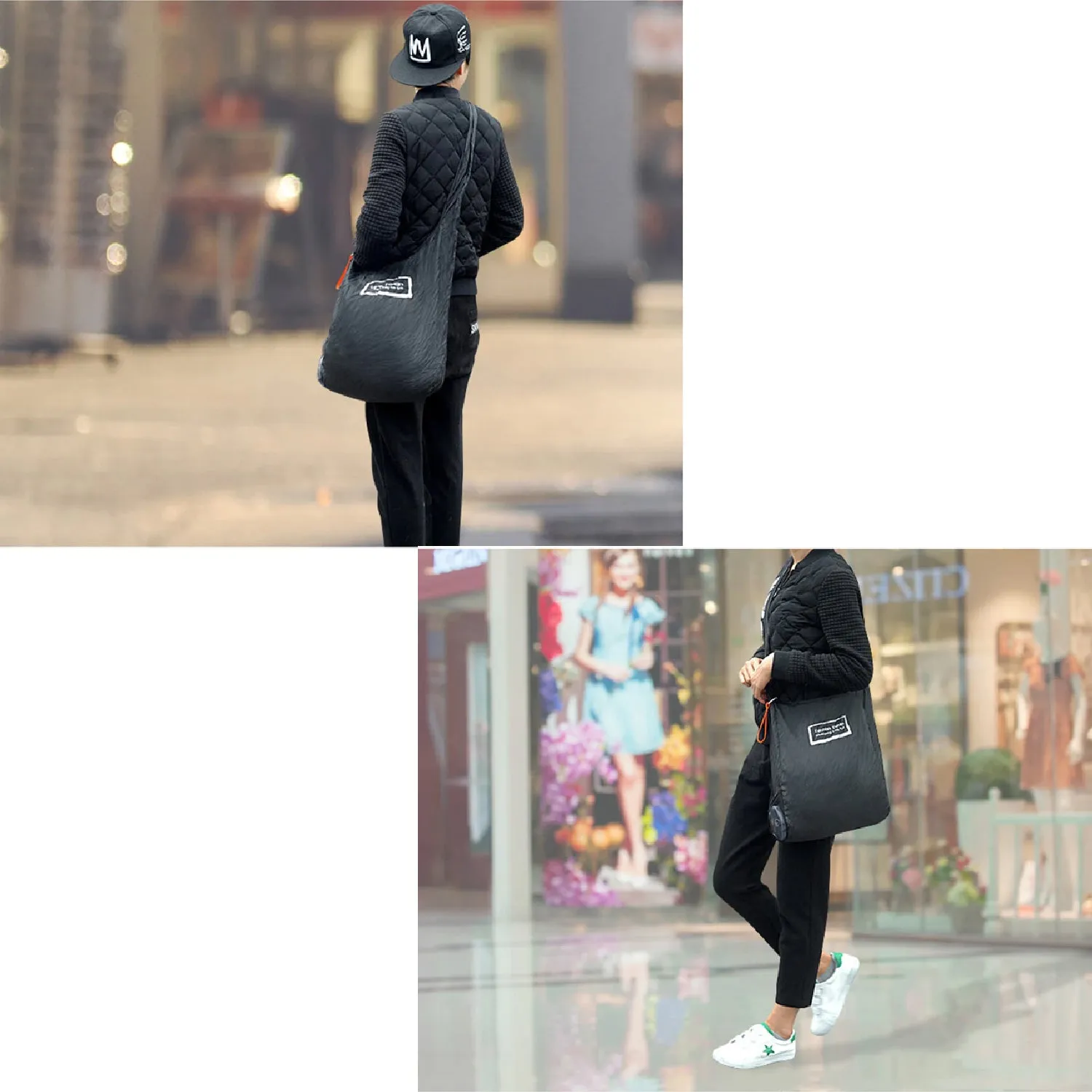 Reusable Grocery Bag, Fordable and Portable Shopping Bag, Nylon Grocery Bag Roll Up in Small Case