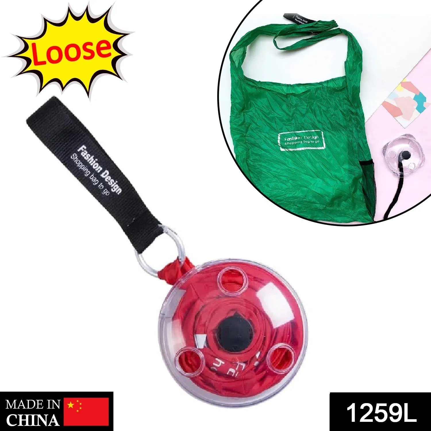 Reusable Grocery Bag, Fordable and Portable Shopping Bag, Nylon Grocery Bag Roll Up in Small Case