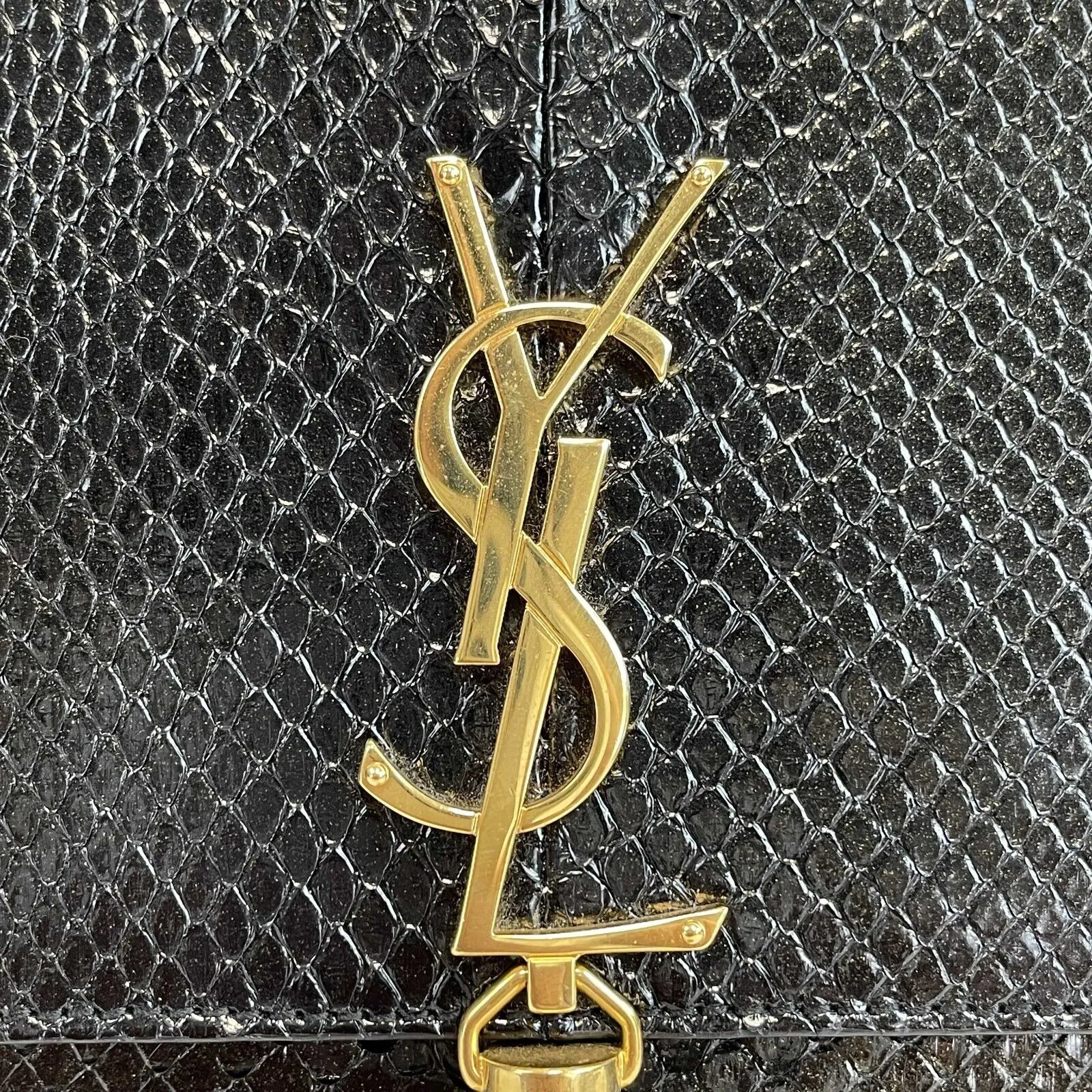 Saint Laurent - YSL - Snakeskin Kate Tassel Medium Black Crossbody